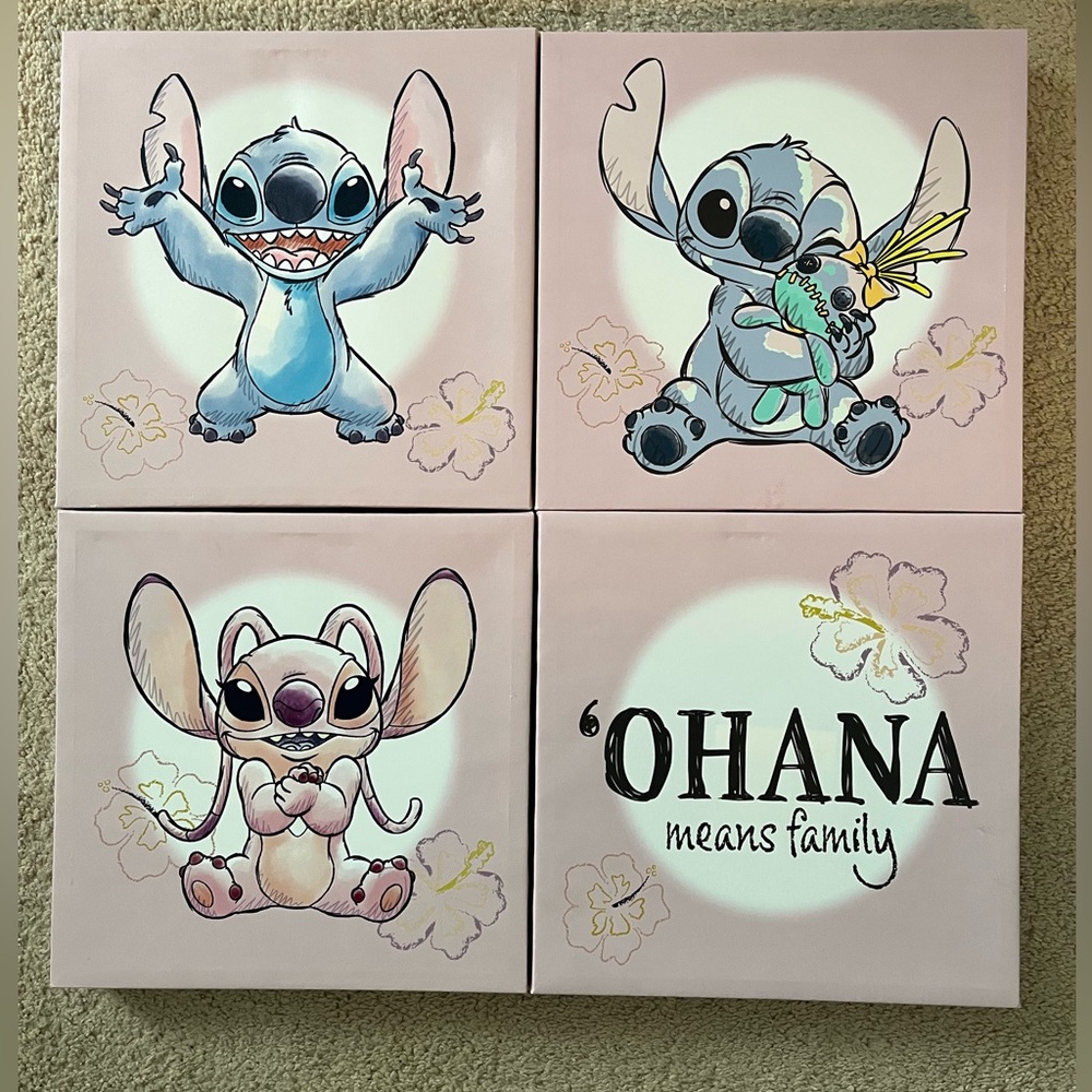 Disney Stitch and Angel Wall Art - Blue and Pink